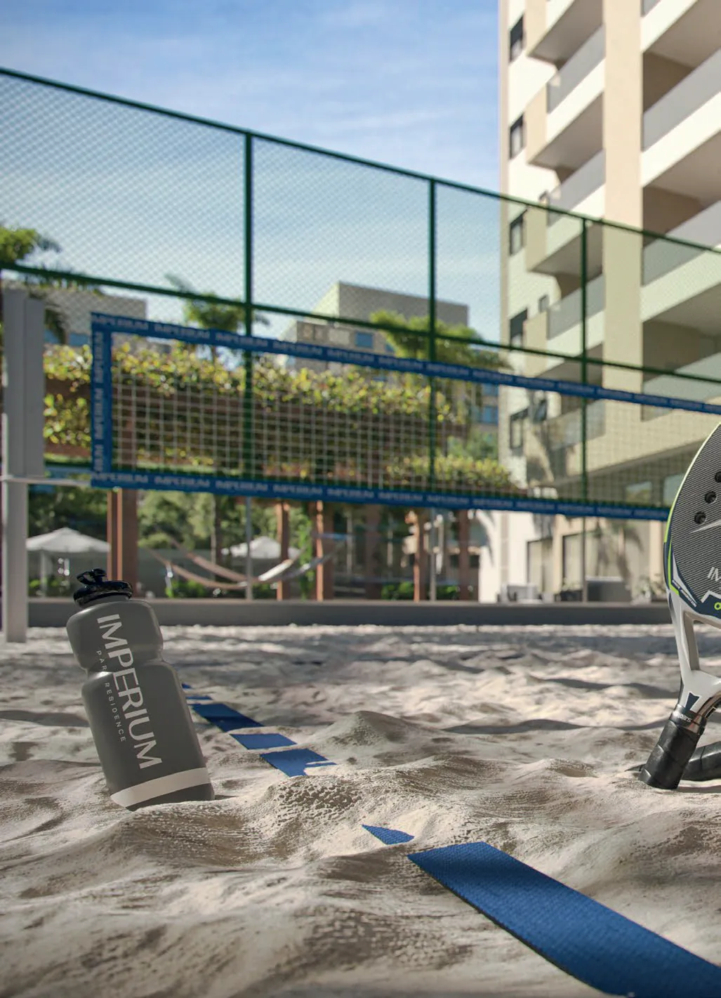 Imperium Park Residence em Maringá — Quadra de beach tennis (imagem ilustrativa do catálogo oficial)
