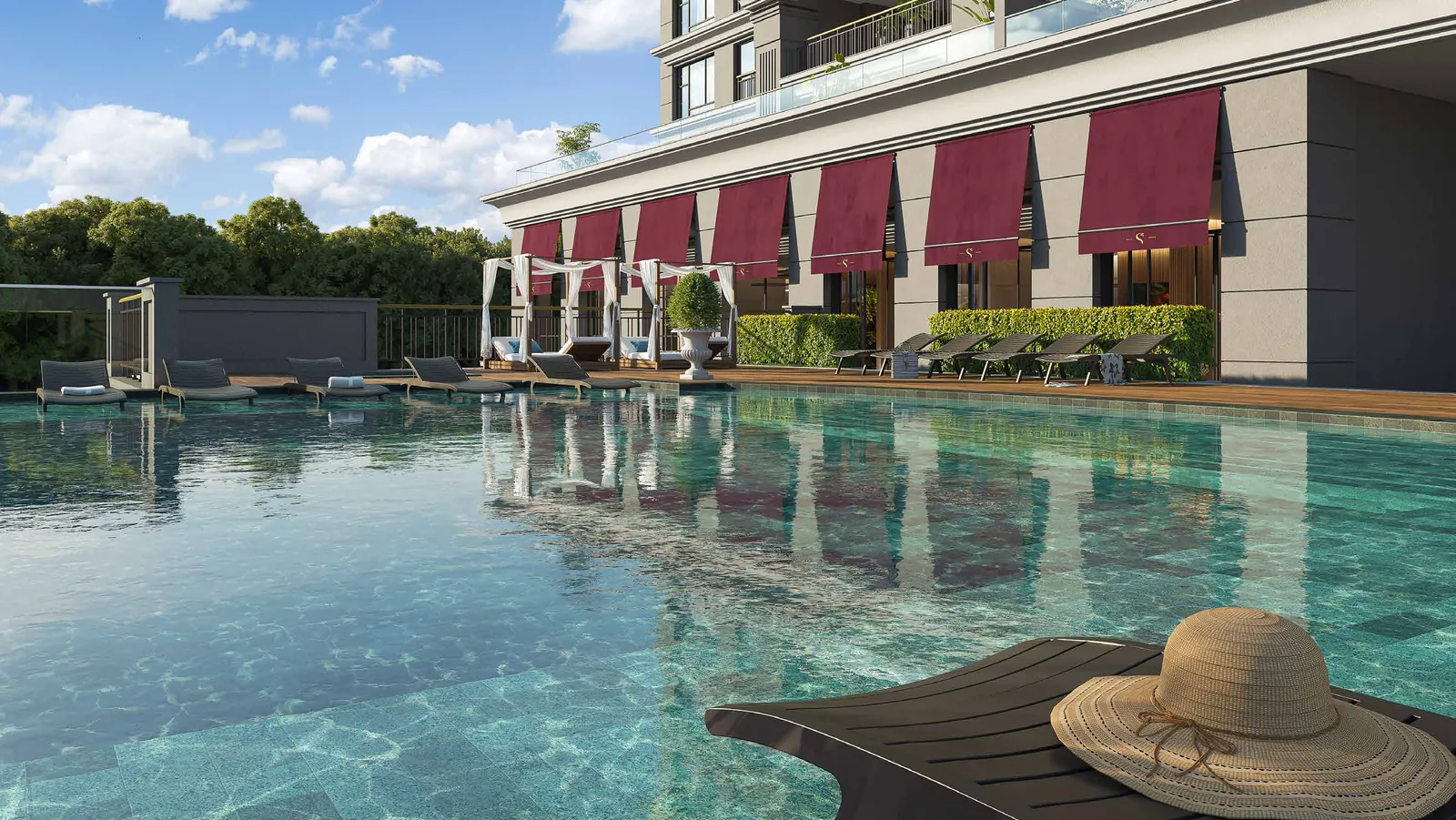 Solaia Exclusive Residences em Maringá — Piscina (imagem ilustrativa do catálogo oficial)