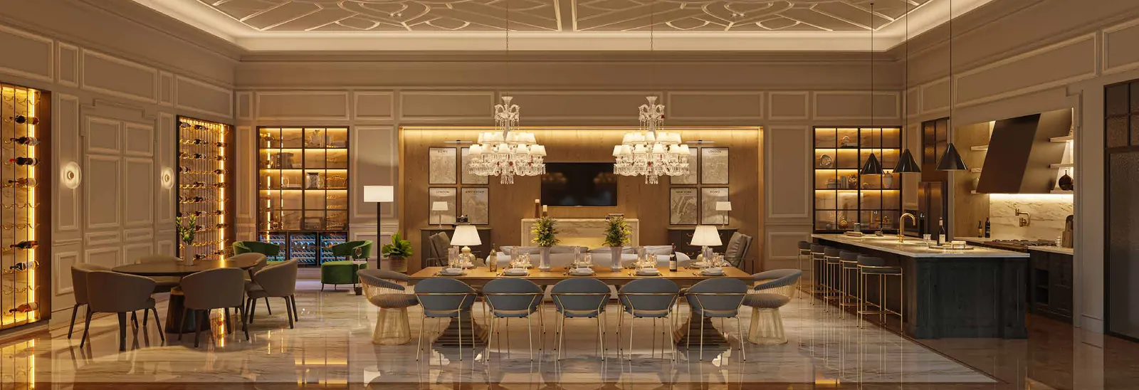 Solaia Exclusive Residences em Maringá — Salão de convivência (imagem ilustrativa do catálogo oficial)